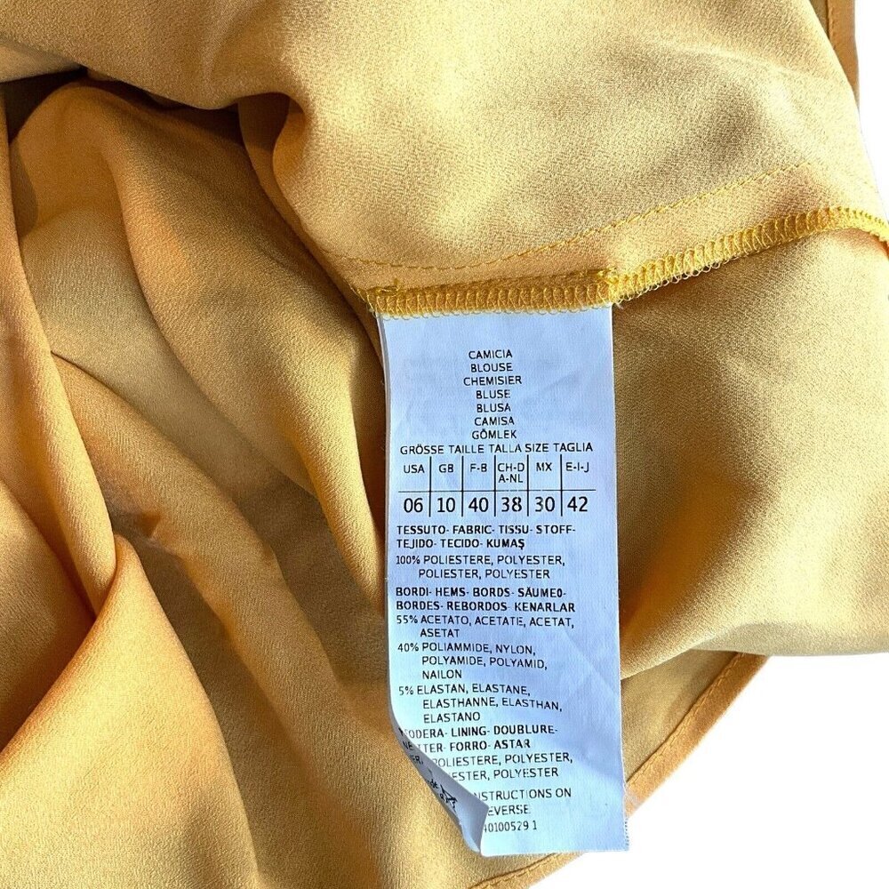 Max Mara Max & Co Size 6 Blouse Broderie Anglaise Navy Gold Short Sleeve V Neck - Picture 9 of 14